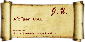 Jáger Ubul névjegykártya